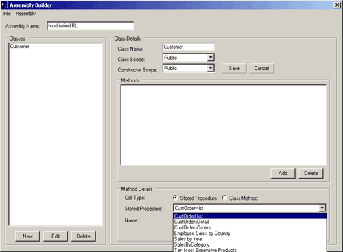 Selecting A Stored Procedure for a Method to Call